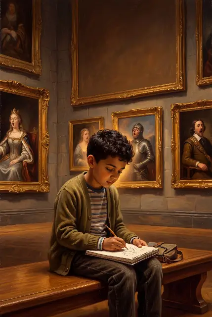 Couverture illustrée : Amir explore le musée endormi