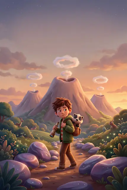 Illustration : Gabriel & l'île aux volcans polis