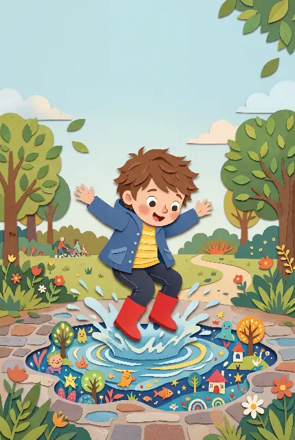 Couverture illustrée : Petit Léo et la flaque magique