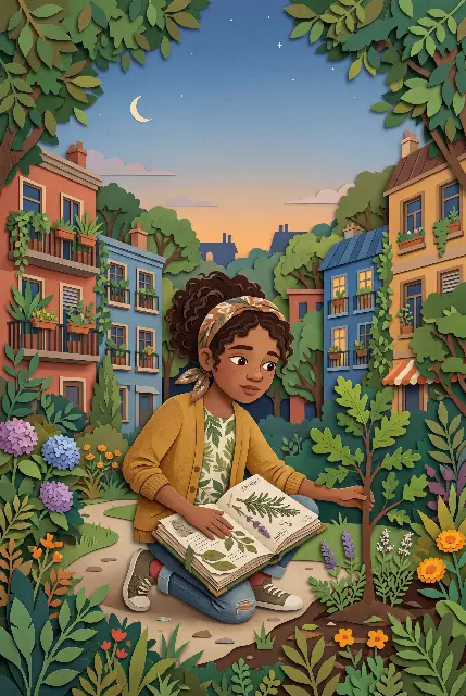 Illustration : Maya lit les plantes qui écoutent