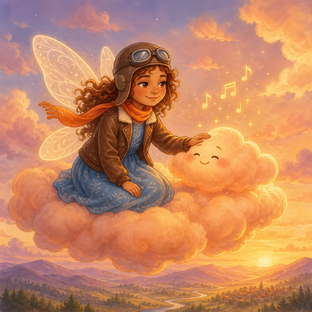 Illustration pleine page : Luna et le nuage qui chante